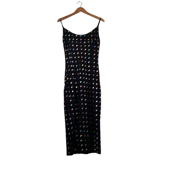 Nasty Gal Dresses & Skirts - Nasty Gal Slip Dress Sz2 Strappy Metalic Polka Dot Maxi Retro Groovy Funky Disco